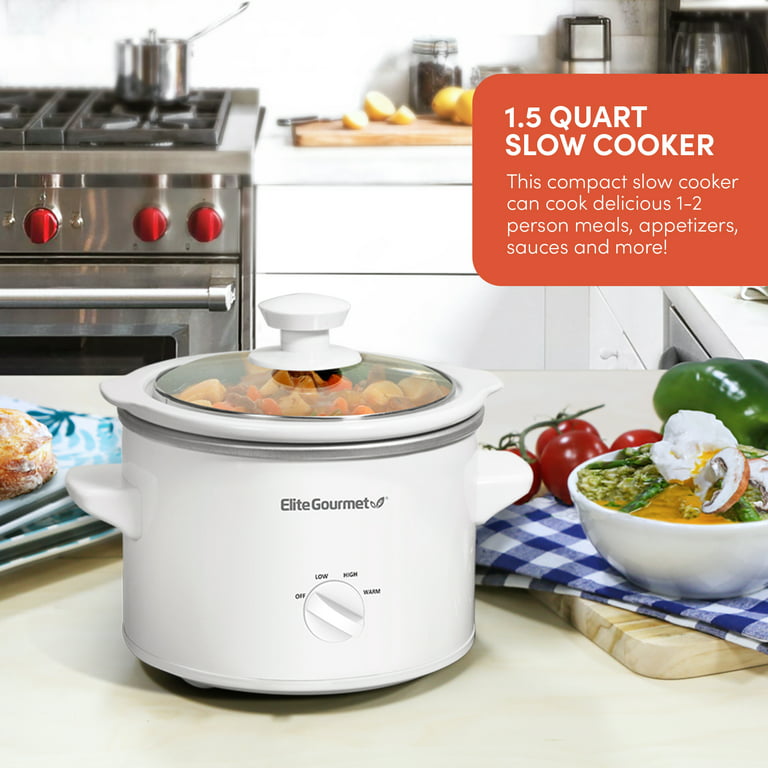  Brentwood Slow Cooker, 1.5 Quart, White : Home & Kitchen