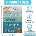 thumbnail image 2 of Dyrenson Summer The Beach is My Happy Place Decorative Garden Flag, Blue Coastal Starfish Farmhouse Yard Outside Home Decoration, Coral Pearl Nautical Rustic Outdoor Small Decor Double Sided 12 x 18, 2 of 6