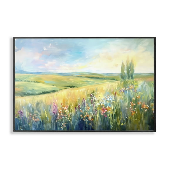 Stupell Industries Lush Prairie Paradise Landscape & Nature Painting Black Framed Art Print Wall Art, 18 x 12