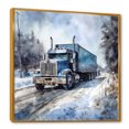 thumbnail image 2 of Designart "Wintry Trailer Truck Allure I" Truck Trailer Floater Framed Wall Art Prints, 2 of 5