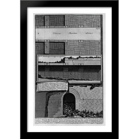 Construction details of the Cloaca Maxima 28x40 Large Black Wood Framed Print Art by Giovanni Battista Piranesi
