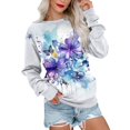 thumbnail image 1 of Chemises Confortables pour Femmes Automne Hiver Chandails Chauds Blouse Décontractée à Manches Longues Col Rond Pull Imprimé Pissenlit Teinture sur Nœuds Sans Capuche Rouge S, 1 of 3