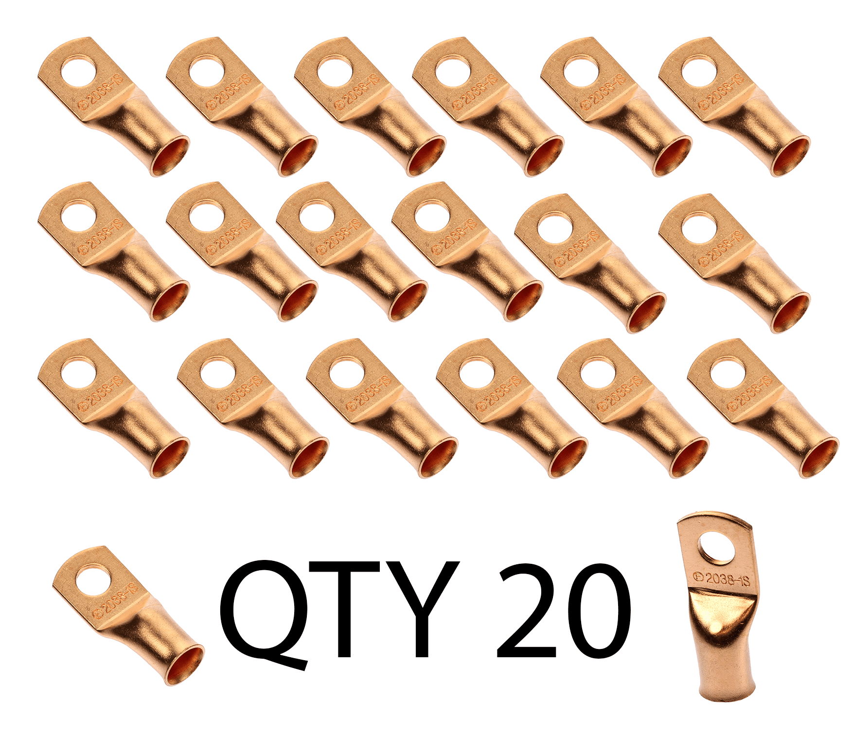 2/0 AWG gauge 3/8" NonInsulated Copper Crimp Ring Terminal Lug (20