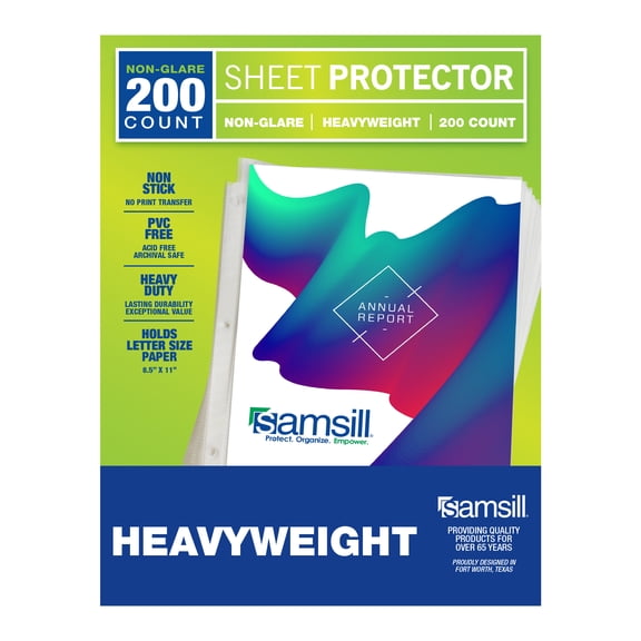 Sam sill Sheet Protectors 8.5 x 11, Non-Glare Page Protector 200 Pack, Heavyweight