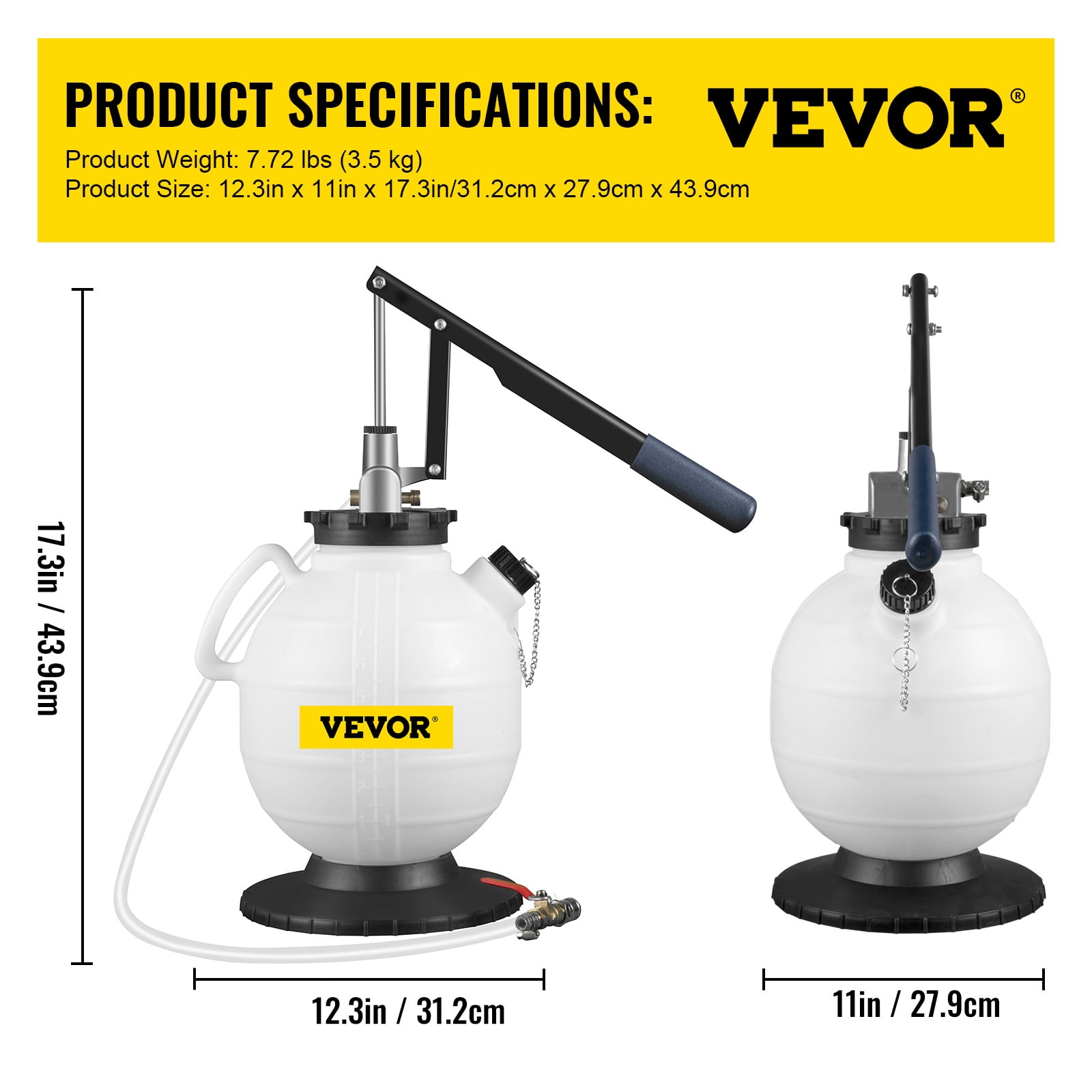 VEVOR Transmission Fluid Pump Manual ATF Refill System Dispenser, Oil and Liquid Extractors 7.5 Liter Large Capacity, Automatic Transmission Fluid Pump Tool Set with 8 Pieces ATF Filler Adapters