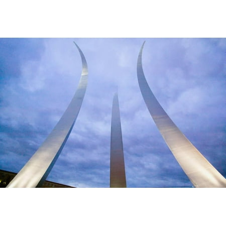 Dusk light behind three soaring spires of Air Force Memorial at One Air Force Memorial Drive, Ar... Print Wall