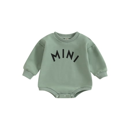 

Baby Girls Boys Sweatshirts Rompers Letter Print Crew Neck Long Sleeve Jumpsuits Infant Fall Bodysuits