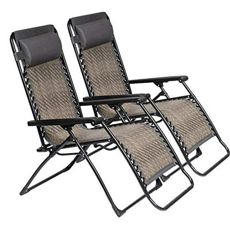 Patiomore Outdoor Zero Gravity Wicker 2-Pack Padding Chair, Patio ...