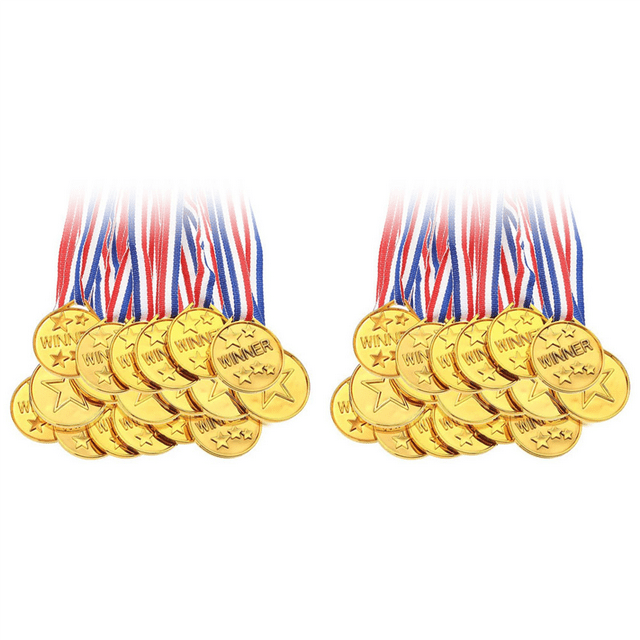 60 Pack Gold Plastic Winner Medals Award Medals for Kids - Perfect for Sports, Competition and Favors
