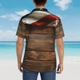 thumbnail image 4 of Honeii Rustic American Flag Wood Print Men’s Hawaiian Shirt,Classic Button-Down Short Sleeve Shirt, for Beach, Vacation, and Outdoor Activities,3X-Large, 4 of 7