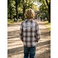 thumbnail image 3 of PureChapter Boys Button Down Shirt Plaid Long Sleeve Shirt with Letter Embroidery, Casual Boys Shirts for 7-15 Years, 3 of 8