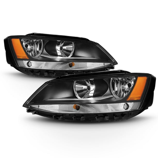 Fit Black 2011-2018 Volkswagen VW Jetta Sedan Headlights