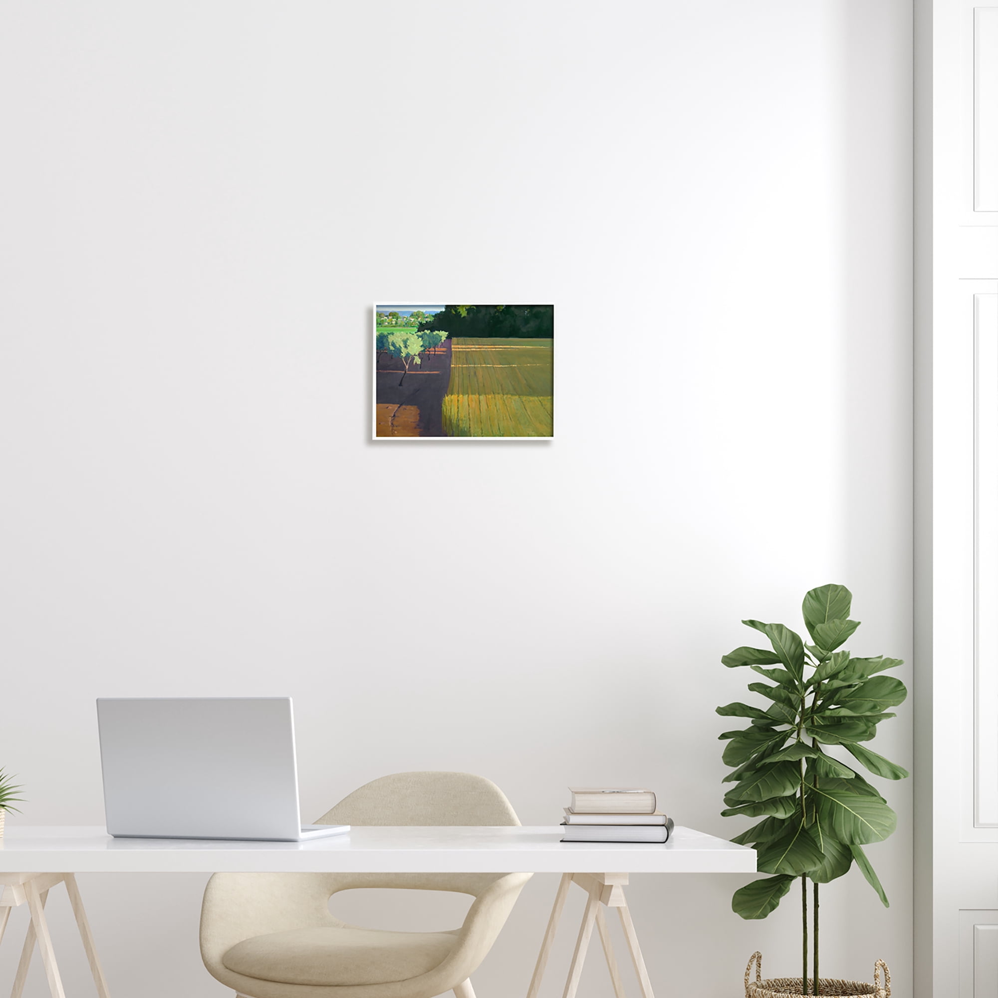 Stupell Industries Orderly Orchard Farm Land Vast Grassland Field Graphic Art White Framed Art Print Wall Art, Design by Ian Roberts