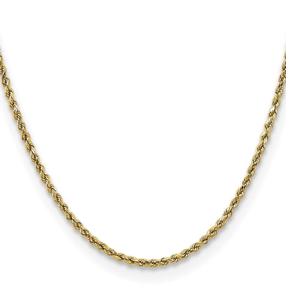 Auriga Fine Jewelry 10K Yellow Gold 2.5 mm Semi-solid Diamond-cut Rope Chain Necklace for Women 16"