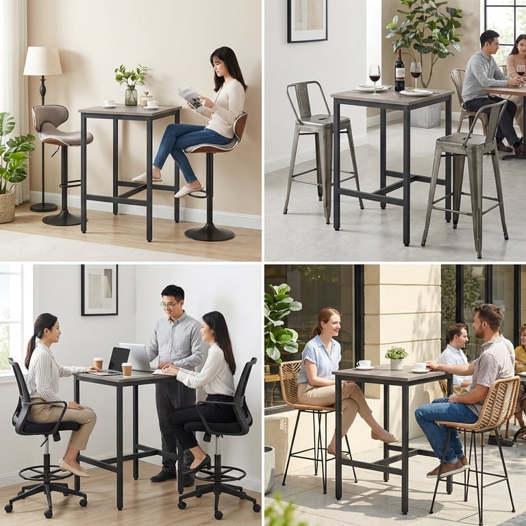 Ledrem Compact Bar Table, Counter Height, Greige and Black photo 4