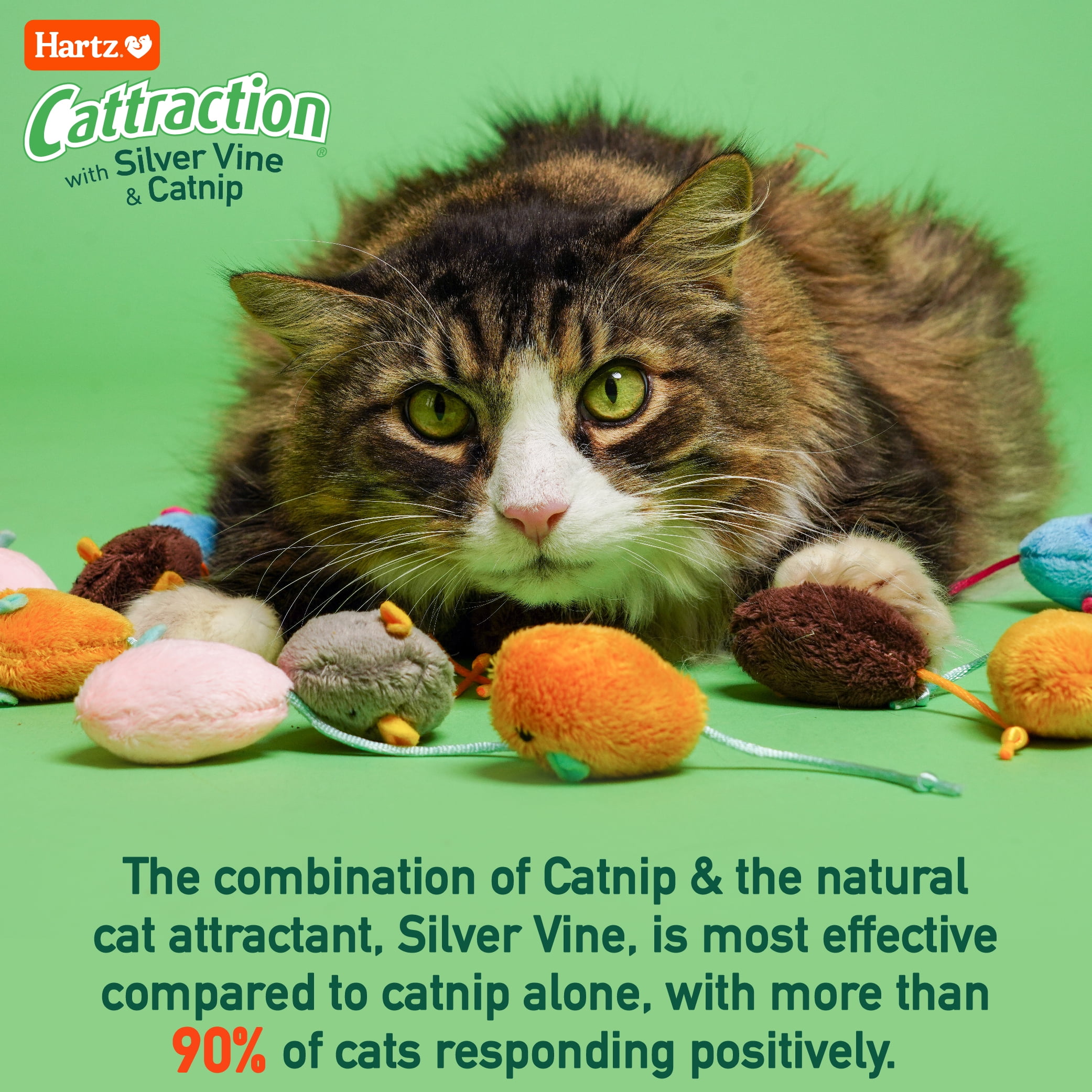 Hartz Cattraction Crinkle Mice Cat Toy with Silver Vine & Catnip, 10 Count