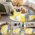 thumbnail image 6 of Yellow Gray Abstract Round Area&nbsp;Rug 3ft Watercolor Graffiti Non-Slip&nbsp;Washable Circle Rugs Soft Felt Indoor Floor Mat for Bedroom Kitchen Living Room Bathroom, 6 of 9