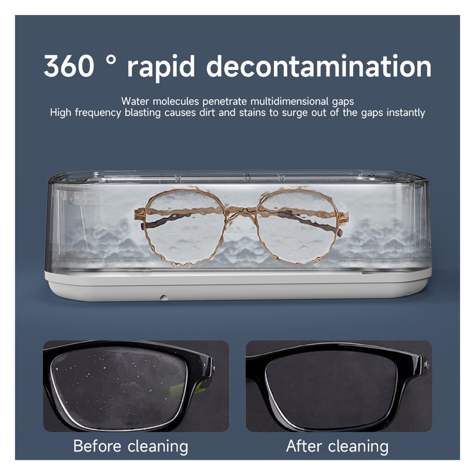 Ultrasonic Cleaner Machine Eyeglass 650ml Mini High-frequency Vibration Cleaning For Glasses Jewelry Denture Pacifier
