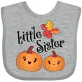 thumbnail image 3 of Inktastic Little Sister Pumpkins with Fall Leaves Girls Baby Bib, 3 of 4