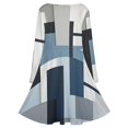 thumbnail image 5 of Geometric Modern Art Blue Gray Black White Long Sleeve Dresses For Women Vintage Elegant Party Dress Oversized V-neck Dress S-8XL, 5 of 7