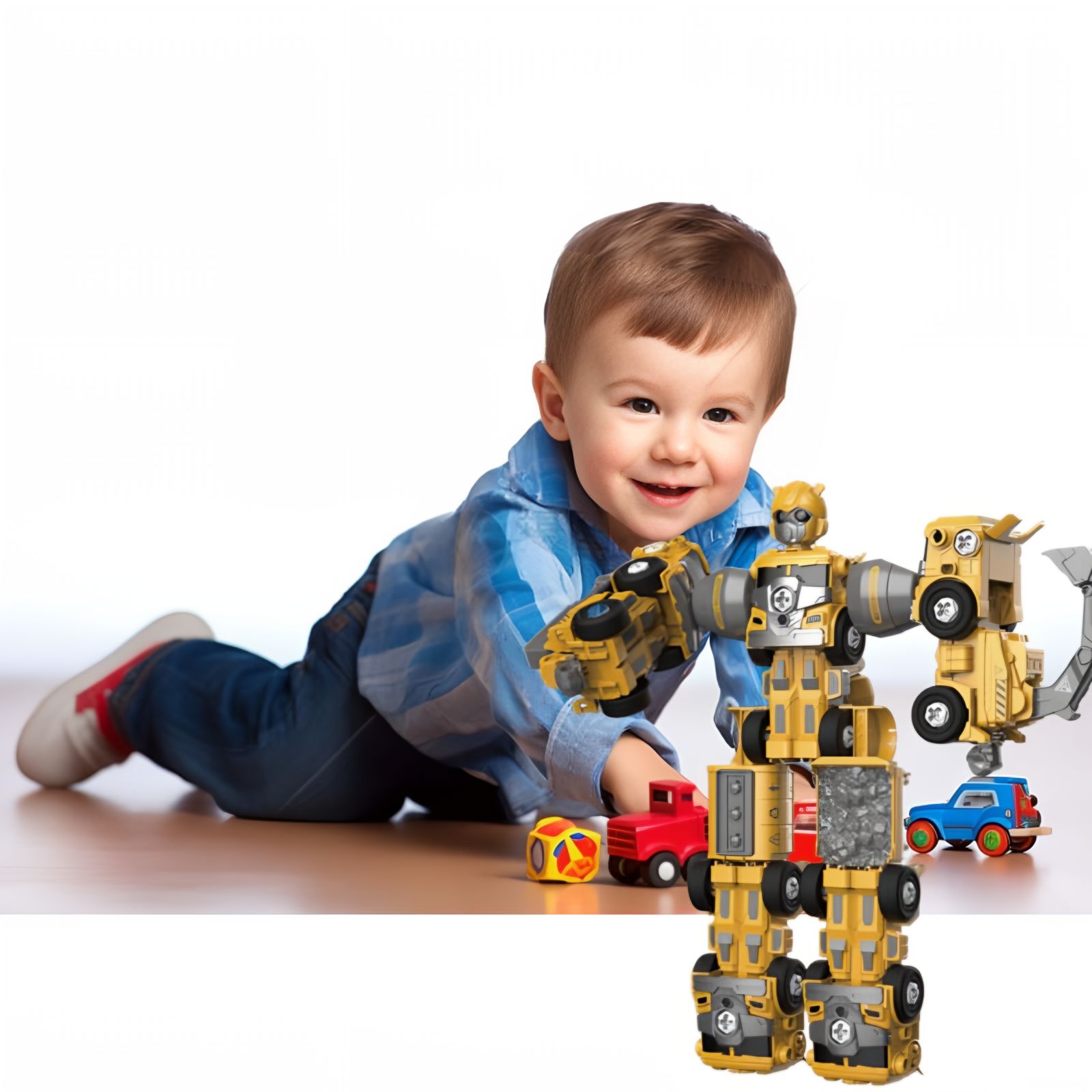 Transform Robot Toys for Boys 3-6 Year Old, 5 in 1 STEM Building Toys Cars for Toddler Boys Girls Gifts, Yellow