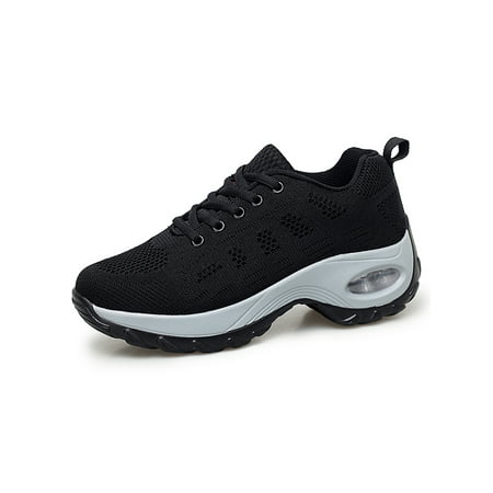

Ritualay Ladies Walking Shoes Wedge Sneakers Platform Trainers Lightweight Mesh Athletic Shoe Running Outdoor Sport Black 8