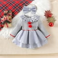 thumbnail image 2 of HCNTES Baby Girl Fall Clothes Clown Dress Ruffle Romper Long Sleeve Patchwork Doll Cute Halloween Outfit(6-12 Months,Z141-Grey), 2 of 9