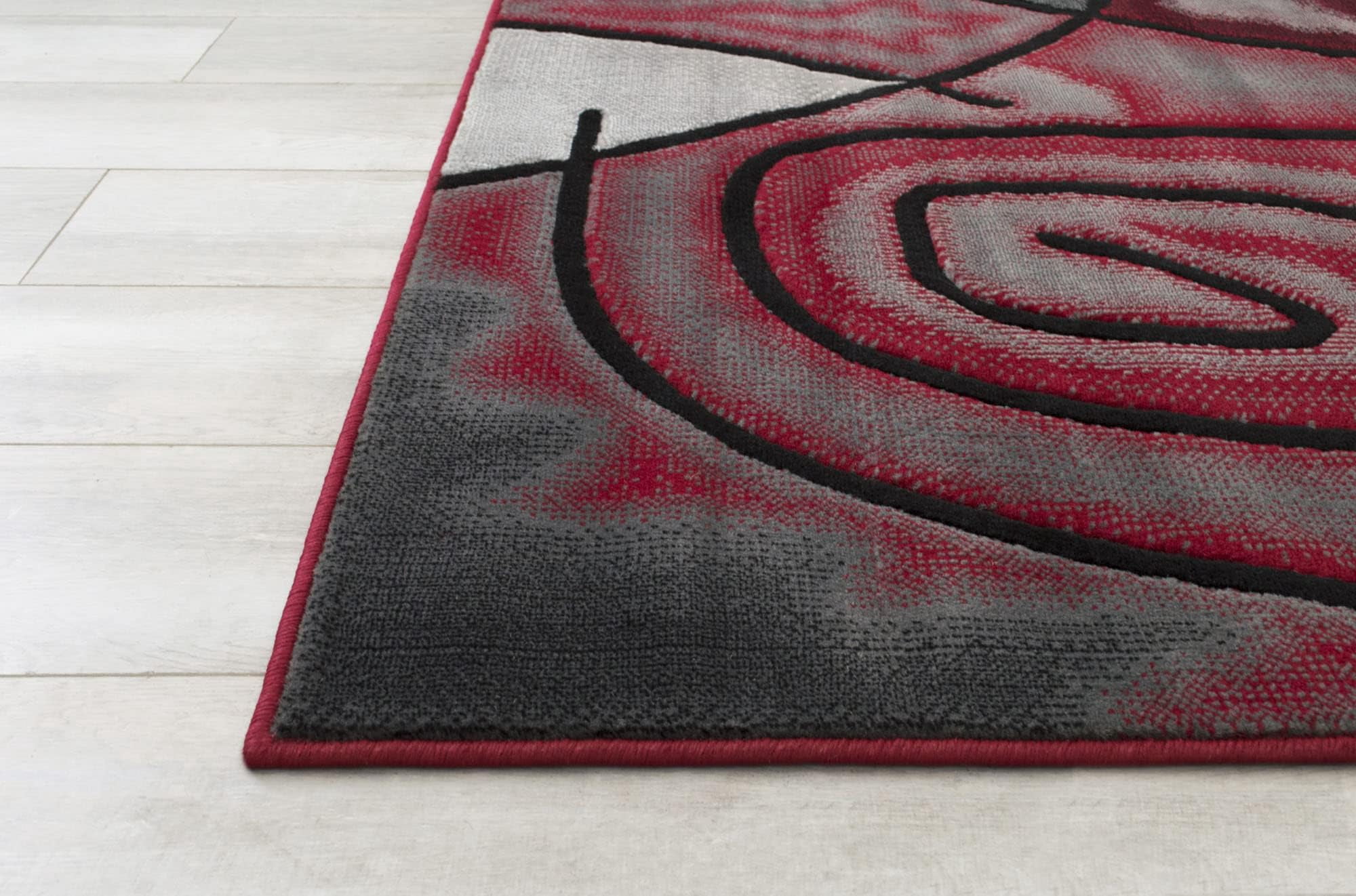 YHSF Modern Contemporary Area Rug for Living Room Bedroom Office Rug Trendz Style (Red/Black, 5 Feet x 7 Feet)