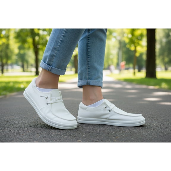 Women's Lace Up Sneakers, White, Size 9