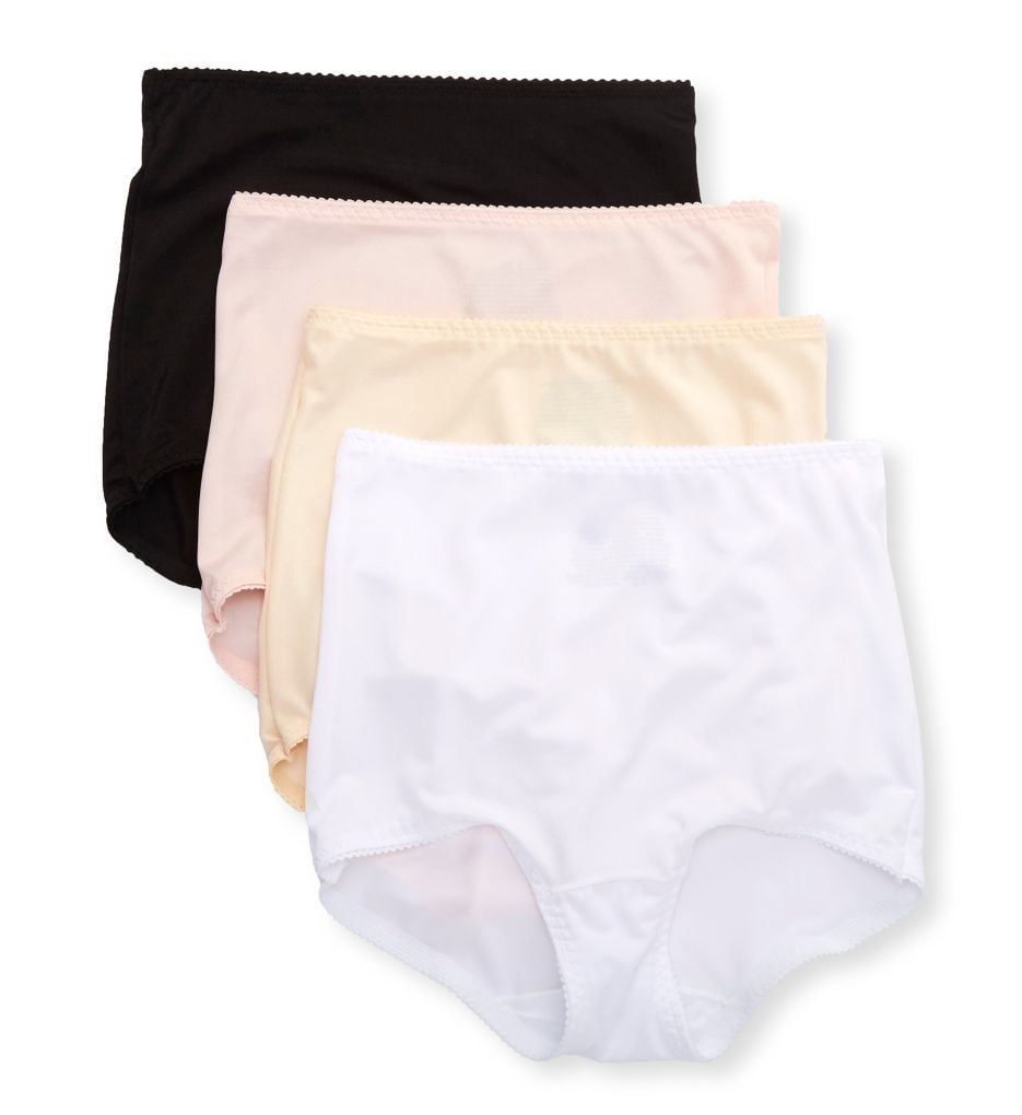 Women's Hanes MHB051 Light Control Shaping Brief - 4 Pack (Black/Beige ...