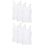 Hanes Men's Value Pack White Tank Undershirts, 6 Pack