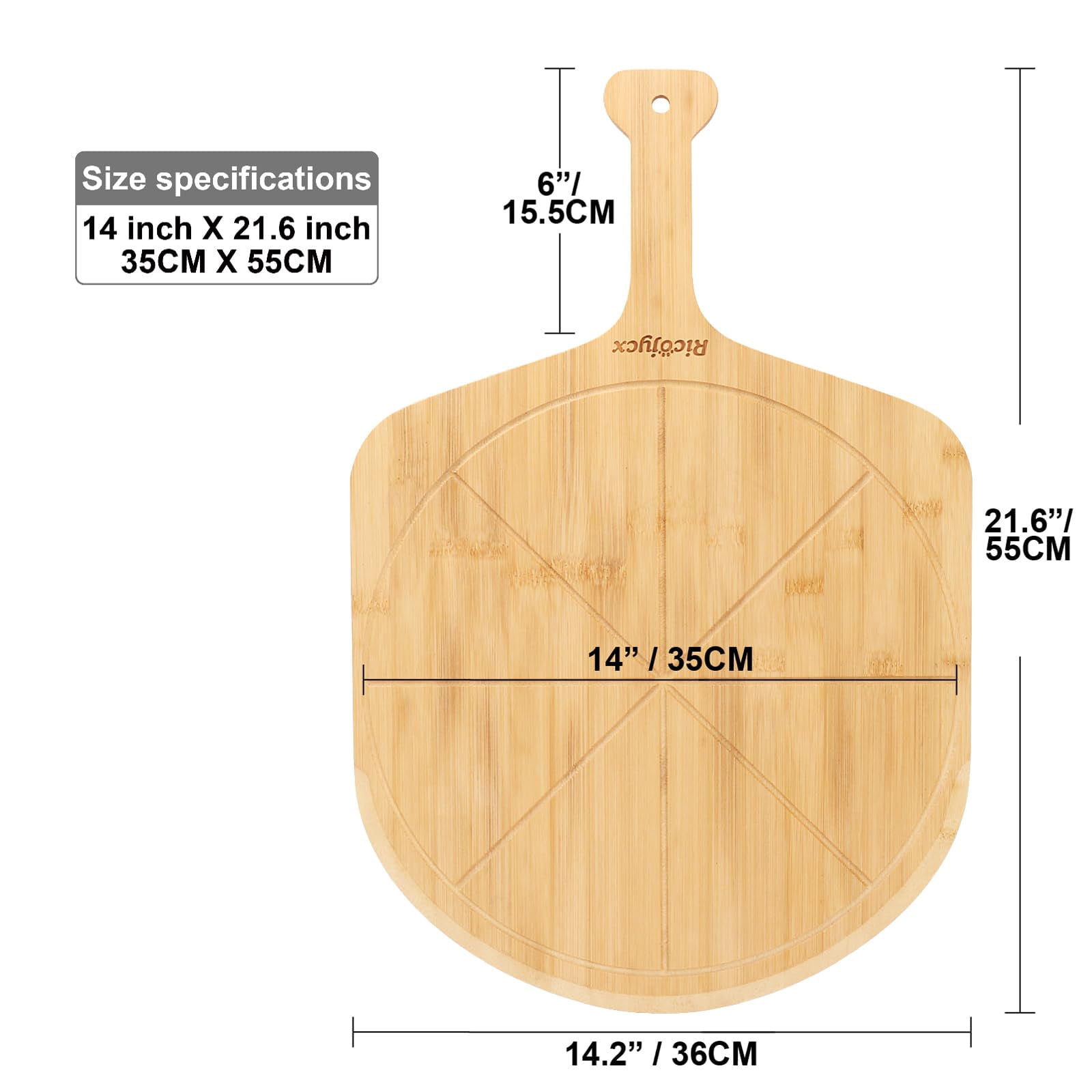 14 inch with grooves - 2 Pizza Peel Set, Double-sided Use Board for Bread Cheese Vegetable Fruits