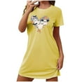 thumbnail image 3 of Sakmal Chemises de Nuit Légères Moomoo pour Femmes Halloween Grande Taille Jaune Mignonne Robe de Nuit Col Rond Manches Courtes Courtes Imprimé Fantôme Chemises de Nuit P-2TG, 3 of 4