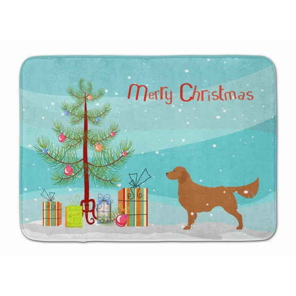 Golden Retriever Merry Christmas Tree Machine Washable Memory Foam Mat