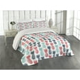 thumbnail image 2 of Ambesonne Tropical Quilted Coverlet 3 Pcs, Stamped Minimal Backdrop, Queen Size, Turquoise White Coral, 2 of 4