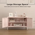 thumbnail image 5 of Locker Cabinet, Metal Storage Cabinet with Doors, Metal TV Stand for Bedroom, 39.4''W Metal Accent Storage Cabinets, Entryway Cabinet with Storage,Metal Storage Cabinet for Bedroom,Living Room,Pink, 5 of 7
