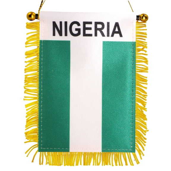 Anley 4 x 6 Inch Nigeria Fringy Window Hanging Flag - Nigerian Hanging Flag