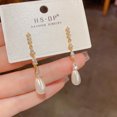 thumbnail image 3 of KKLDOGS CZ Teardrop Pearl Dangle Drop Earrings for Women, 3 of 9