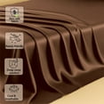 thumbnail image 3 of Amay Satin Silk Flat Sheet – Twin XL, Chocolate– Smooth, Silky Bedding for Guest Room, Kids’ Room, Dorm, or Master Bedroom – Lightweight and Easy Care, 3 of 5