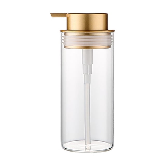 Dispensador de jabón de vidrio transparente con bomba de plástico dorado, dispensador de jabón de baño recargable for jabón de manos, jabón for platos, jabones líquidos y cocina