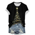 thumbnail image 5 of larppty Christmas T Shirt for Women Christmas Short Sleeve Xmas Graphic Print T Shirt Vacation Outfits (Gold, XL), 5 of 7