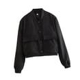 thumbnail image 1 of Chaqueta de mujer de primavera para mujer con bolsillos Ropa de mujer Abrigo casual Negro, 1 of 8