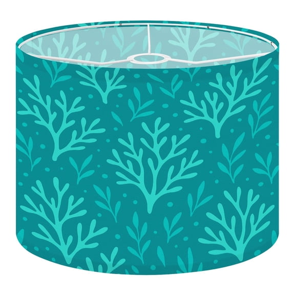Linen Drum Lampshades Doodle turquoise coral print for textile paper design 13"x13"x10" Light Shade for Table Lamps Floor Lamp Shades Lampshade Replacement Assembly Required