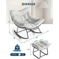 thumbnail image 2 of Outdoor Oversized Lounge Chair with Footrest, Papasan Rocking Chair with Ottoman and Sturdy Metal Frame, Patio Rattan Egg Rocker for Balcony Backyard Porch Bedroom, White, 2 of 8