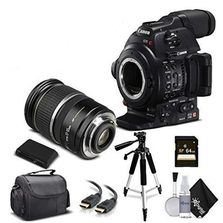 Canon EOS C100 Mark II with Dual Pixel CMOS AF 0202C002 & 17-55MM Lens with Memory Card  Case  Tripod  Starter Bundle