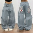 thumbnail image 2 of Loose Fit Hop Jeans for Women Graphic Print Denim Streetwear Y2K Goth Style Pants American High Street Baggy Wide Leg Jeans Trendy Pants, 2 of 9