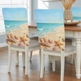 thumbnail image 2 of Beach Shells Chair Covers Set of 4 Starfish Blue Ocean Water Coastal Summer Chair Back Covers Stretch Removable Washable Slipcovers Protector for Dining Room Kitchen Party Decor, 2 of 9