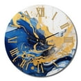 thumbnail image 2 of Designart "Strokes in Dark Blue and Gold III" Fractals Oversized Wall Clock, 2 of 5