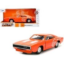 1968 Dodge Charger R/T SRT Orange with White Stripes and Graphics "Bigtime Muscle" Series 1/24 Diecast Model Car by Jada