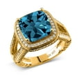 thumbnail image 2 of Gem Stone King 7.07 Ct Cushion London Blue Topaz 18K Yellow Gold Plated Silver Ring (Size 7), 2 of 3